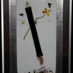 15" x 36" framed stainless glass sculpture 