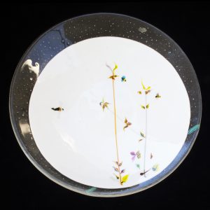 Unique glass platter fused KENIN